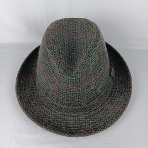 Impermeable Wool Fedora Hat Sz Med Multi Color Woven Plaid Lined Stylish